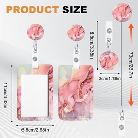 3Pcs Heavy Duty Badge Holder with Retractable Reel, Marble Badge Holder with Clip Badge Reels Retractable Heavy Duty,ID Holder for School Nurse Office 1