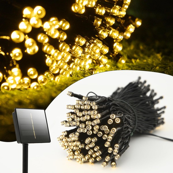 200 Led Solar String Lights Outdoor, 82ft Warm White Solar