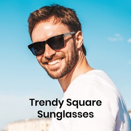 Cyxus Sunglasses Men Women Square Polarised Sunglasses UV400 Protection for Driving Fishing Travel, 07black