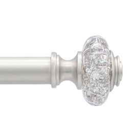 JZKaspar Curtain Rods for Windows 28 to 52 Inches, Decorative Adjustable Curtain Rod- Heavy Duty Drapery Rod with Luxury Crystal Finials & Brackets,Silver