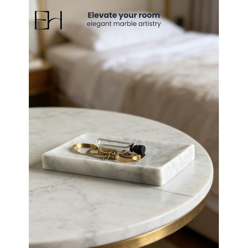 EXCHUES Natural Marble Soap Dish for Shower with Silicone Non-Slip
