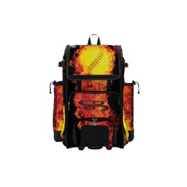 Boombah Rolling Catchers Superpack Baseball/Softball Gear Bag - 23-1/2" x 13-1/2" x 9-1/2" - Flame Thrower Black/Orange - Telescopic Handle - Holds 4 Bats - Wheeled Version