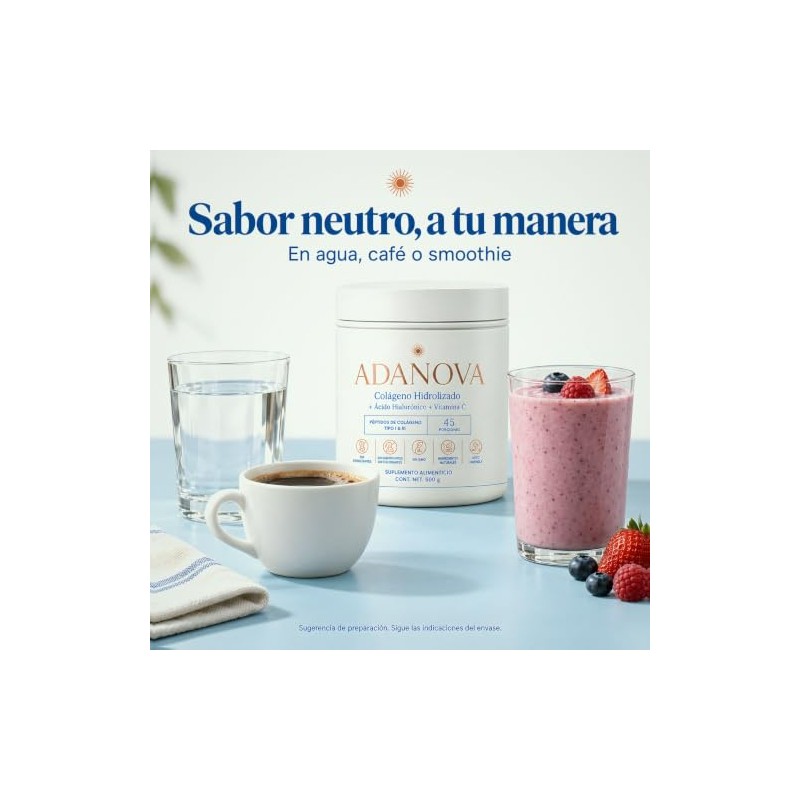 Adanova Colágeno Hidrolizado Polvo Ácido Hialurónico Vitamina Péptidos Bovinos Tipo