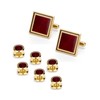 Wynamleri burgundy cufflink studs, golden dinner shirt buttons and cuff