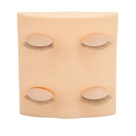 Eyelash Practice Mannequin Head Double Layer Lash Mannequin Head with 2 Pairs Replacement Eyelids Pink