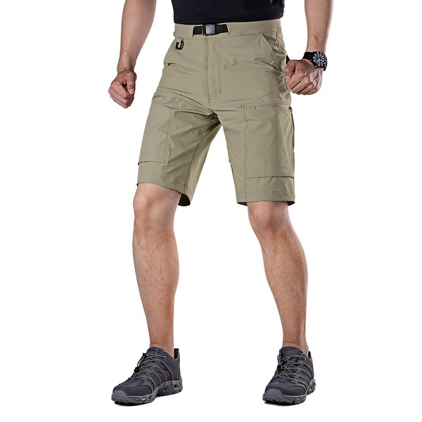 FREE SOLDIER Men's Lightweight Breathable Quick Dry Tactical Shorts Hiking Cargo Shorts Nylon Spandex (Mud 42W x 10L)