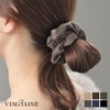 VINGTAINE HS-108-NY- Basic Color, Suede-Style, Scrunchie, Simple, Daily Office, Autumn,