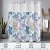NAEMBCU Boho Floral No Hook Shower Curtain with Snap in