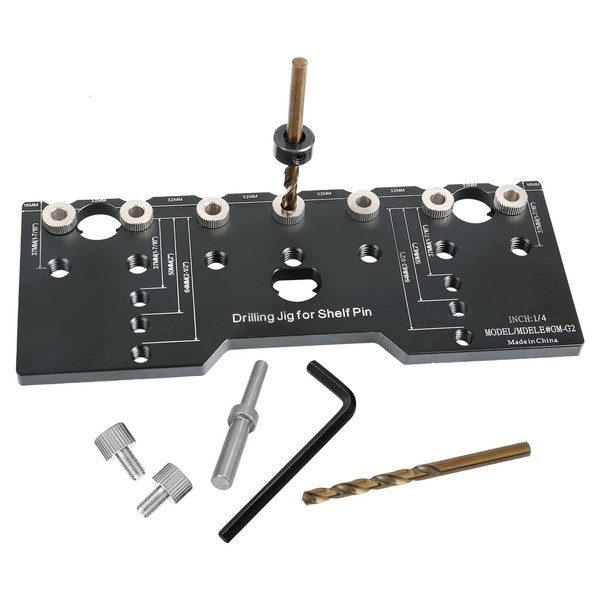 Shelf Pin Jig, 6.35mm 1/4 Cabinet Adjustable Shelf Jig Drill
