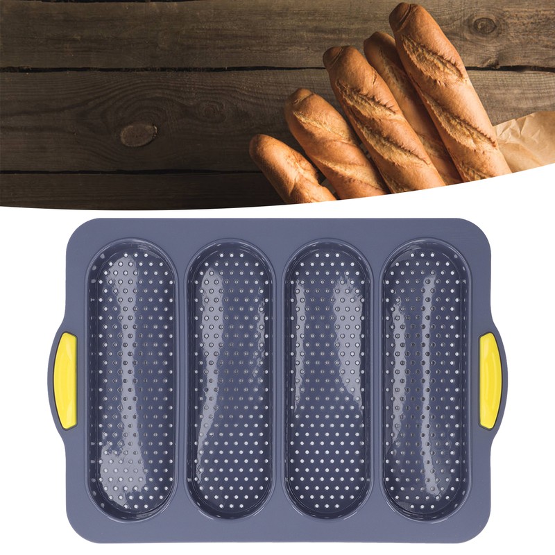 Baguette Mold 4 Grooves Silicone Soft Smooth Surface Bread Mould