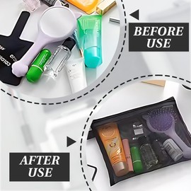 Pack of 4 Transparent Pencil Case Nylon Mesh Zip Mesh Zip Pouch Pen Case Clear Exam Pencil Pouch Portable Stationery Case for School Office Supplies Cosmetic Storage Bag