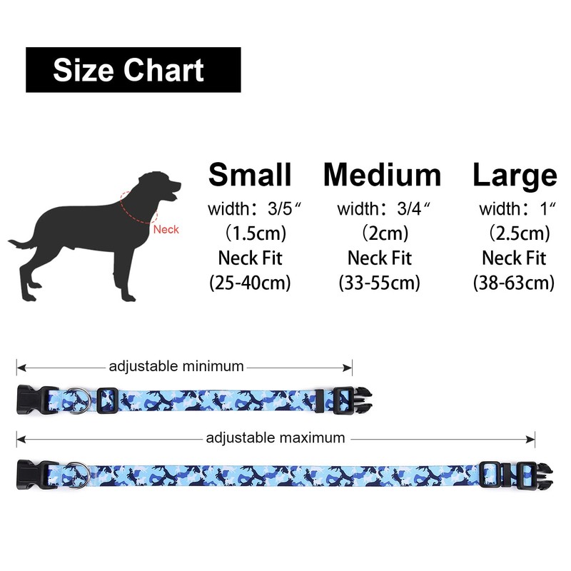 Suredoo Adjustable Nylon Dog Collar with Patterns, Soft Comfy Pet