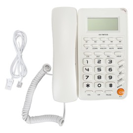Desktop Telephone Big Button Corded Landline Telephone 16 Bit HD Screen Wired Phone for Home Hotel Office White