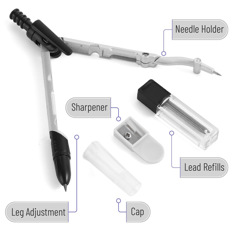 Mr. Pen- Convertible Compass, Extra Lead Refills, Compass Geometry Tool,