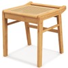 CHARMAID Vanity Stool, Bamboo Ottoman Foot Rest with Rattan Seat,