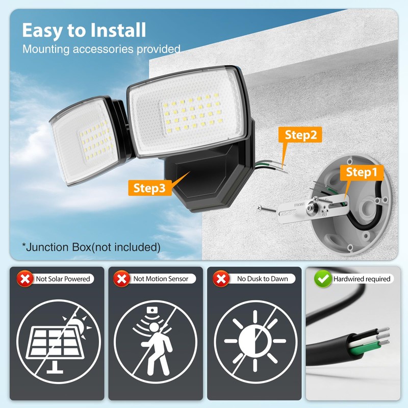 Onforu 3200LM Flood Lights Outdoor, 32W 6500K LED Security Light