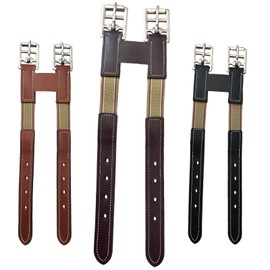 Majestic Ally Leather Girth Extender with Heavy-Duty Elastics, Durable, Flexible (Brown)