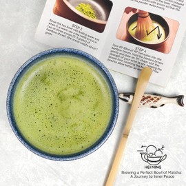 HEI MING Matcha Tea Set has 8 Pieces, Ceremonial Matcha Set, Grey Blue Ceramic Matcha Bowl and Handmade Matcha Whisk