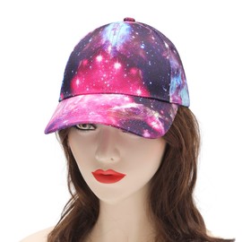 ZLYC Women's Floral Baseball Cap Fashion Flowers Breathable Baseball Cap, galaxy red