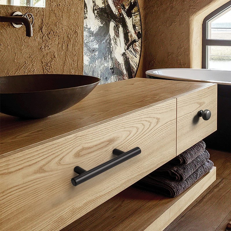 Probrico 1 Pack| 3" Hole Centers Flat Black Modern Cabinet