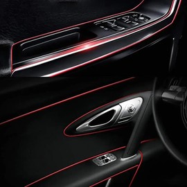 Moldura Decorativa Interior para Auto Carro Vehiculo Universal Decorativa Tuning Sport Metálico | 5m (Rojo)