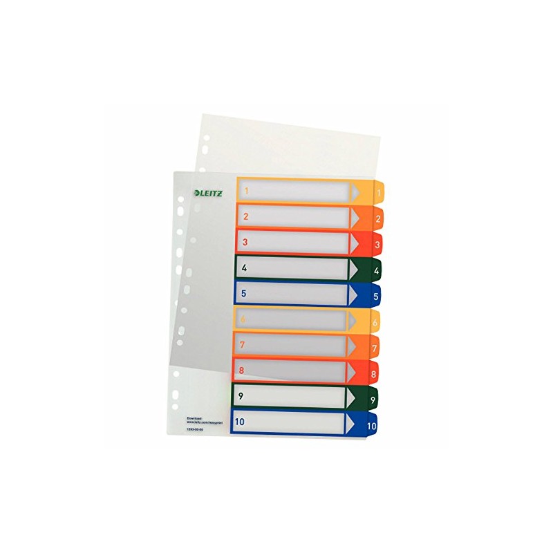 Leitz 12930000 Index Dividers Polypropylene 1-10 A4 Multi-Coloured Pack of