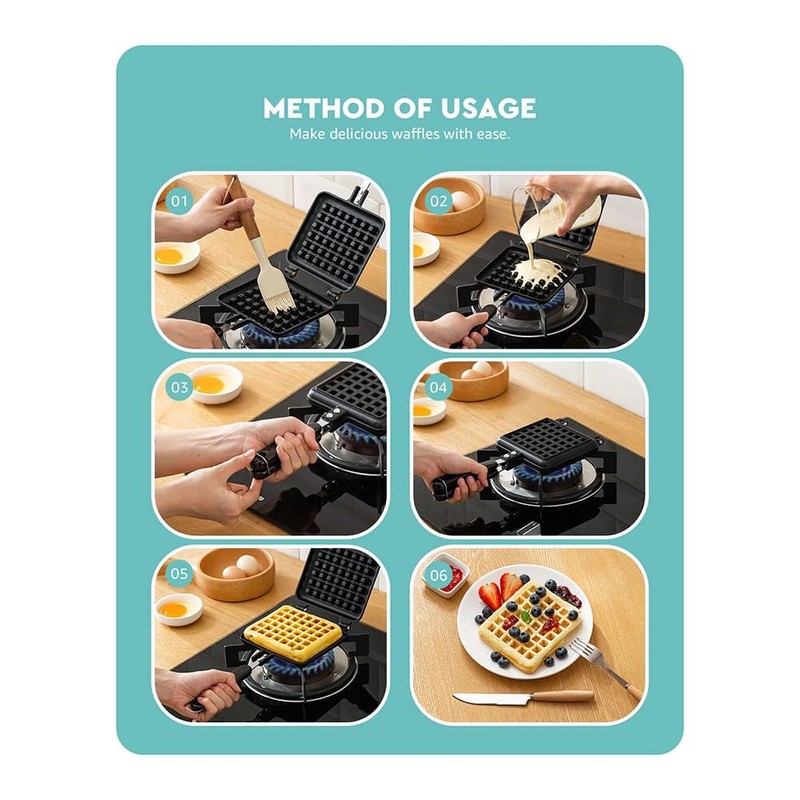 ZDSFSD 1 Piece Waffle Iron Plates Deep Fill Non-Stick Aluminum