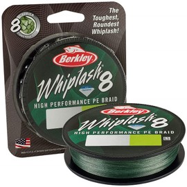 Berkley Whiplash 8 Braided Fishing Line - 100% Dyneema 8 Strand Braid for Saltwater and Freshwater Fishing, Green, 12.9kg | 28lb| 300m