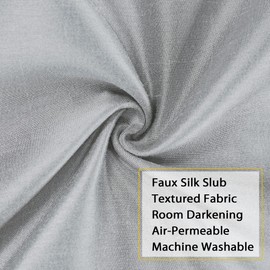 Chyhomenyc Uptown Faux Silk Silver Grey Curtains 63 Inch Length 2 Panels for Bedroom, Room Darkening Shiny Silver Grey Soft Fabric Rod Pocket Window Drapes for Living Room, Each 40x63 Inches