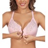DotVol Plus Size Front Closure Flower Lace T-Back Underwire Everyday