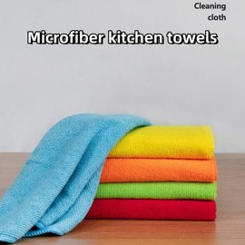 Microfiber Kitchen Towels, Dish Cloths for Washing Dishes, Kitchen washcloths, Soft, Super Absorbent and Lint Free Dish Towels - 10 Pack - 30cmx30cm (Green)