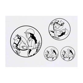 4 x 'Horse Rider' Temporary Tattoos - Water Resistant, Skin-Safe, Non-Toxic Transfers, Mixed Sizes (TO00085958)