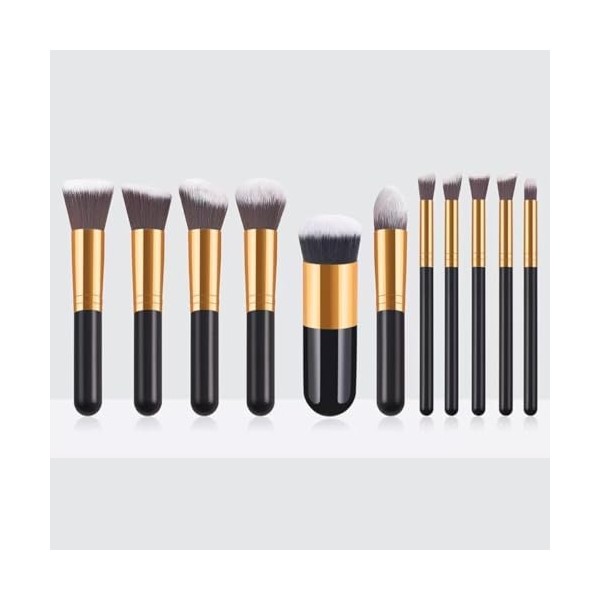 Professional 11-Piece Makeque Brush Set in Elegant Black & Gold