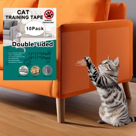U-LIAN sticky cat scratch deterrent tape for Furniture 10PCS Double Sided Anti Scratching Sticky Tape Cat Scratch Furniture Protector from Cats Cat Training Tape, 17x12in, 17x10in