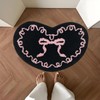 Scalloped Pink Bow Bathroom Mat Non Slip Heart Shaped Bow