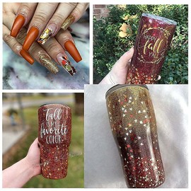 Nail Art Maple Leaf Flake 20gram Glitter Fall Leaves Metallic 3D Maple Leaf Shaped Red Yellow Orange Mixed Design Confetti -Maple Spangles for Women Girls Manicure Kit Decorations (2 Pot)…