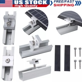 CICMOD Solar Panel Roof Mounting Rail Brackets Mid & End Clamp Fixing Kit 30mm/35mm Set - 30-35mm End Clamp Kit, 1x 12cm Rail + 1x End Clamp