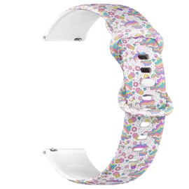 Compatible with Garmin Forerunner 255/255 Music, 265, 745, Venu 2, Venu 3, Vivoactive 4, 22mm Replacement Sport Watch Band (Unicorn Sweets Donut Cupcakes Candy) Silicone Soft Strap Bracelet