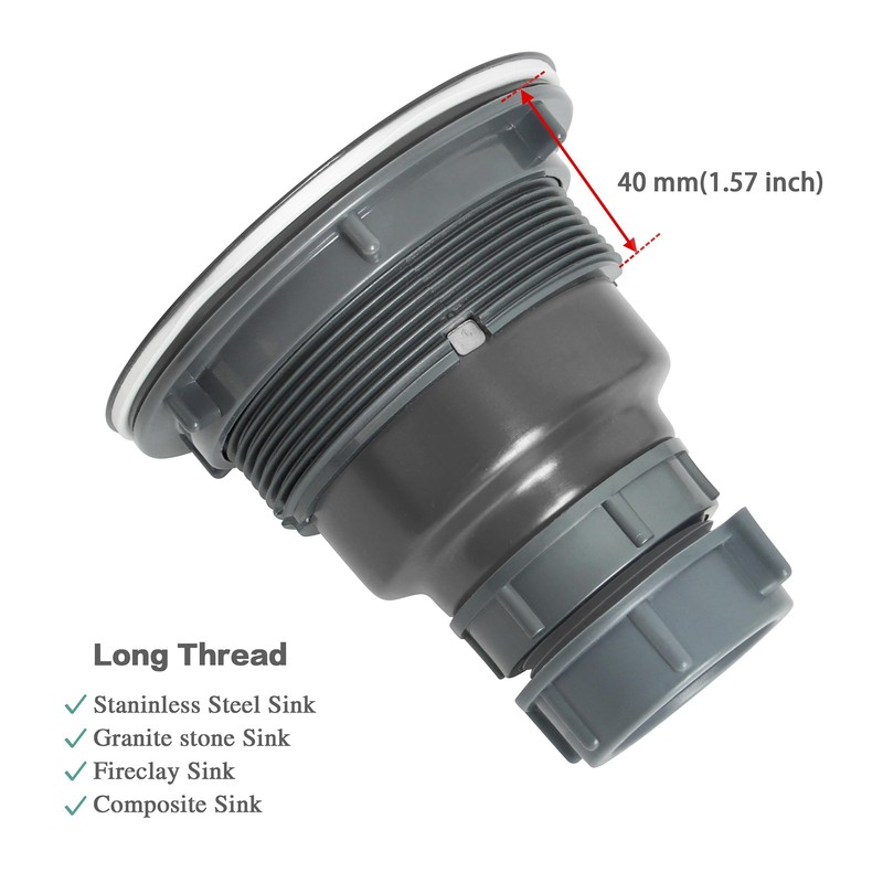 Zeesink Black Kitchen Sink Drain Assembly,Black Sink Strainer with Removable