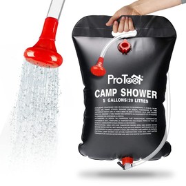 ProTool 20L Solar Camping Shower Bag – Portable Outdoor Shower with Hose & Adjustable Shower Head – Solar Heated Camping Shower up to 45°C – For Beach, Hiking, Garden & Campervan