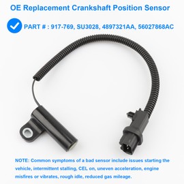 Crankshaft Position Sensor, Crank Sensor Compatible with Jeep 4.0-1997-2004 Grand Cherokee WJ 4.0L, 1997-2002 Wrangler TJ 4.0L Automatic Transmission, Replace 917-769, SU3028, 4897321AA, 56027868AC