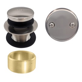 Westbrass Universal Fine or Coarse Thread Replacement Tip-Toe Strainer Drain with 2-Hole Faceplate, Satin Nickel, D93K-07