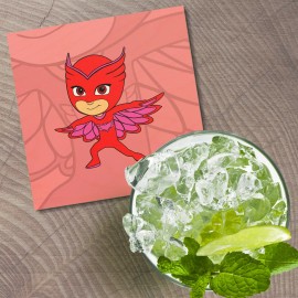 Unbranded PJ Masks Cartoon Owlett 4'' X 4'' Square Wooden Coaster