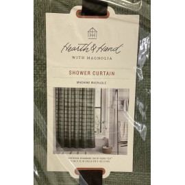 Hearth & Hand W/Magnolia Grid-Like Textured Shower Curtain 72x72", Green
