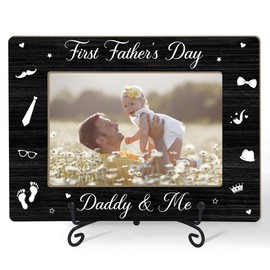 HONPHAX Daddy And Me Picture Frame, Dad Photo Frames From Daughter Son, Birthday Gifts for Men Dad New Dad Gifts First Time Father's Day, Dad Picture Frame 4 x 6 Photo/FrameS01