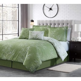 Spirit Linen 6pcs Queen Comforter Set - Cozy Deep Sleep Microfiber Bedding Comforter Sets with Foliage Designed - Queen Size Comforter Sets with Pillow Shams (Sage, Queen)