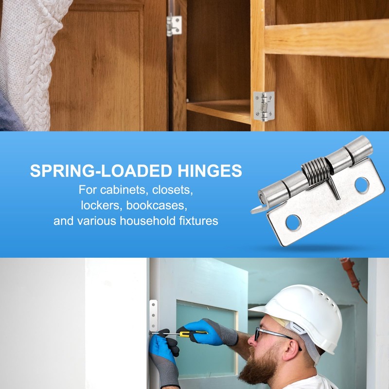 PATIKIL 2 Pcs Spring Loaded Hinges, 1.5" 304 Stainless Steel