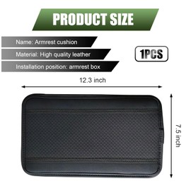 waswale 1 PC Car Center Console Armrest Box Pad, 12.3" x 7.5" Leather Embossed Non-Slip Comfortable Support Pad for All Seasons, Anti-Scratch Dust-Proof Protective Cover, Universal for Cars (Black)