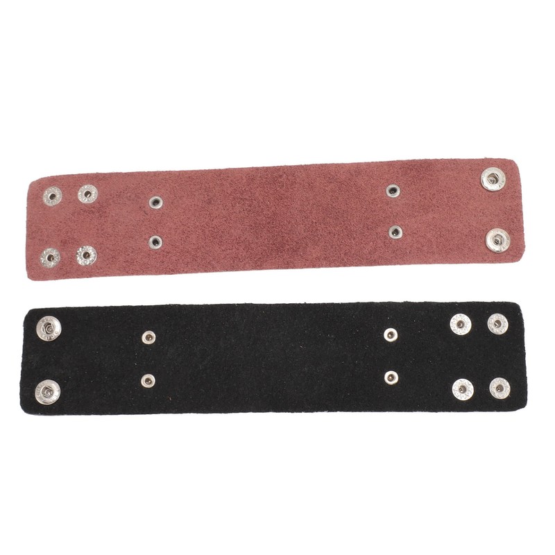 2pcs Wide PU Leather Bracelet Wrist Cuffs Punk Cuff Bracelet