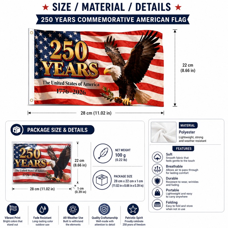 American Flag Eagle Banner for Decoration – Foldable Polyester Flag